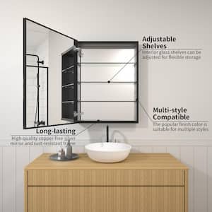 23 in. x 30 in. Frameless Recessed or Surface-Mount Beveled Single Mirror Bathroom Medicine Cabinet