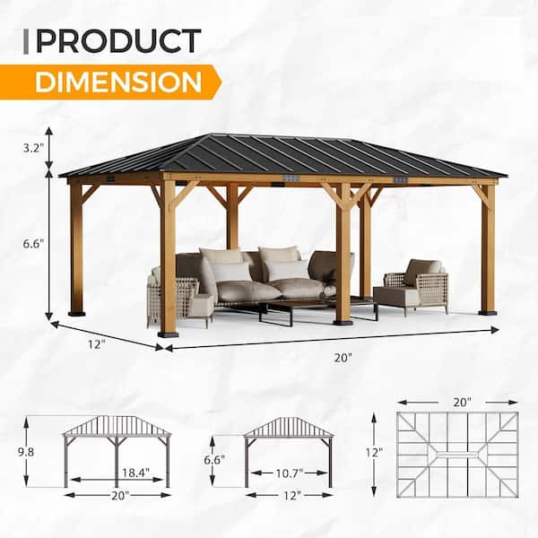 GAhouses119冊 HOMMOW 12 ft. x 16 ft. Hardtop Gazebo with Galvanized Steel