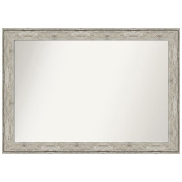 Amanti Art Crackled Metallic 41 in. x 29 in. Non-Beveled Rustic Rectangle Framed Wall Mirror in Silver