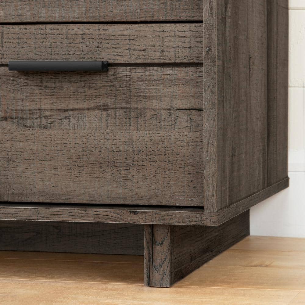 Fynn Fall Oak Industrial Double Dresser with Metal Drawer Pulls