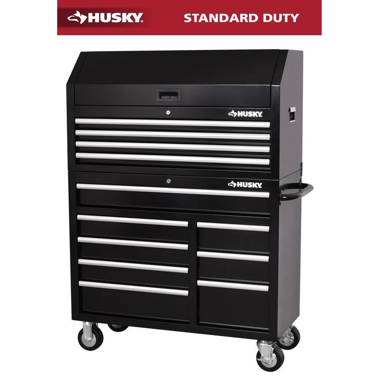 Husky Tool Storage 42 in. W x 18 in. D Standard Duty Black Tool Chest Combo
