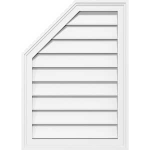 34 in. x 34 in. Octagonal Surface Mount PVC Gable Vent: Functional with Brickmould Frame