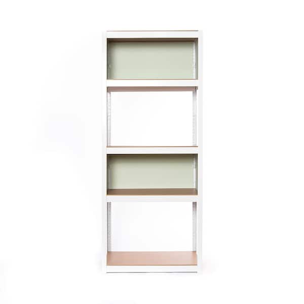 Best Home Fashion Kepsuul 32 in. W x 16 in. D x 77 in. H White 4-Shelf Olive 2-Set Panel Customizable Modular Wood Shelving and Storage