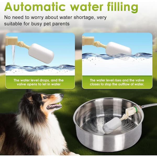 N/A Automatic Pet Water Bowl Dispenser 6.5 L Float Valve Stainless Steel  for Large Dogs Cats Outdoor Fountain BSA1122C203 - The Home Depot