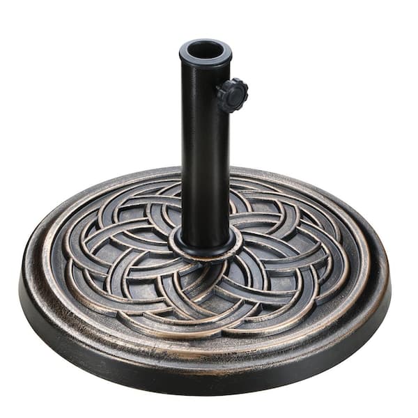 cenadinz 17.72 in. 24.2 lbs. Patio Umbrella Base Market Heavy Duty Umbrella Round Stand Base Outdoor in Bronze
