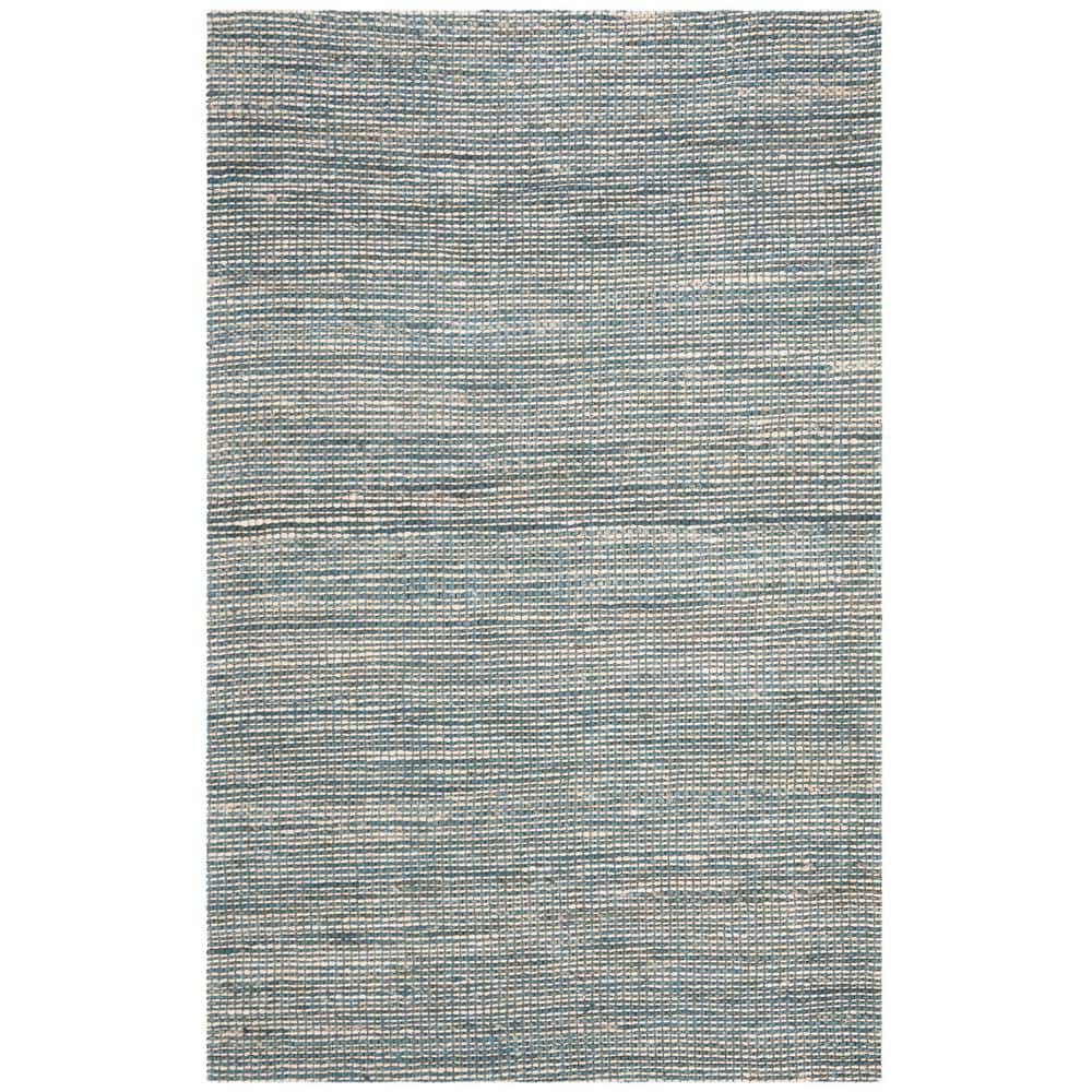 Blue and Ivory Flat Woven Wool Viscose Area Rug, 3' x 5'