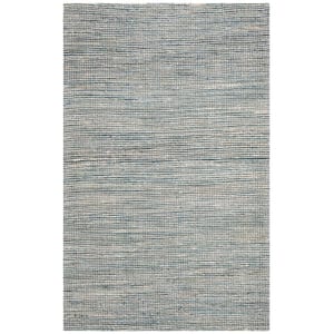 Marbella Blue/Ivory Doormat 3 ft. x 5 ft. Solid Area Rug