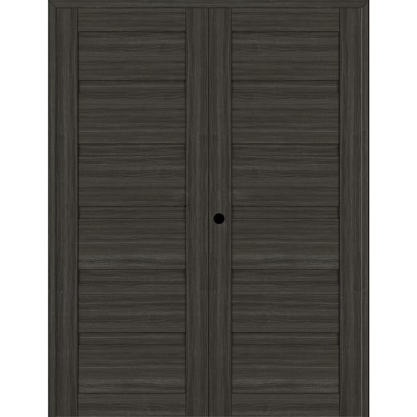 Belldinni Louver 60 in. x 84 in. Right Hand Active Gray Oak Wood Composite Double Prehung Interior Door