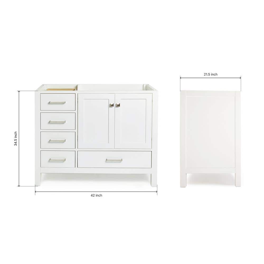 Cambridge 42" White Solid Wood Freestanding Vanity Cabinet
