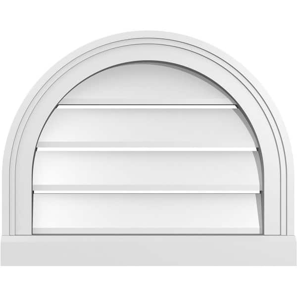 Ekena Millwork 20 in. x 16 in. Round Top White PVC Paintable Gable Louver Vent Functional