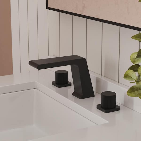 EVERSTEIN 8 in. Widespread Double-Handle High-Pressure Bathroom Faucet in Matte Black