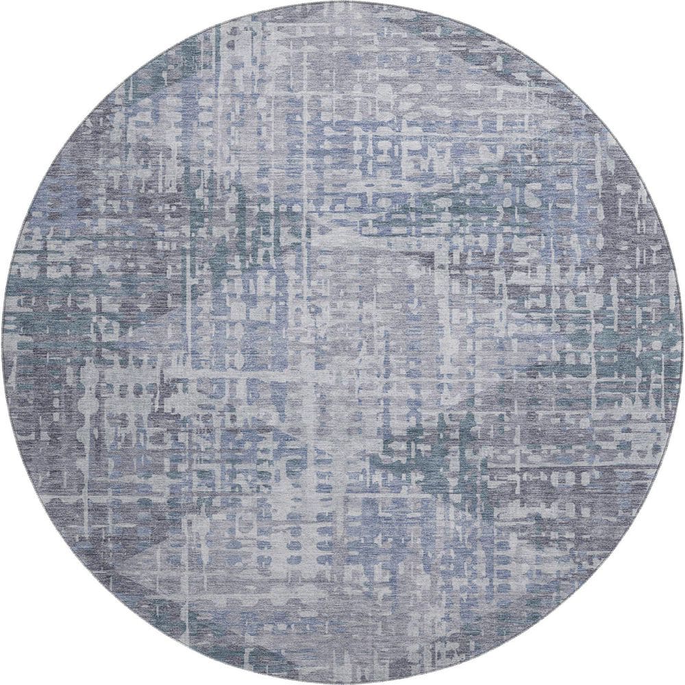 Mayfield Premium Machine Washable Abstract AMF2026 Blue 8 ft. x 8 ft. Round Rug price history on PriceWatchPro