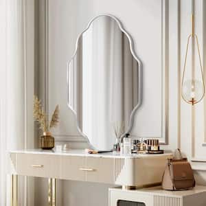 24 in. W x 36 in. H Scalloped Irregular Decorative Wall Mirror Bathroom Vanity Mirror Aluminum Alloy Framed in Silver