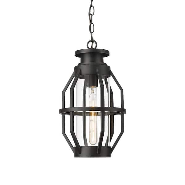 ZACHVO 19 in. 1-light Aluminum Front Porch Outdoor Pendant Light with Clear Glass and No Bulbs Included