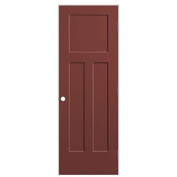 Masonite 28 in. x 80 in. 3-Panel Winslow Left-Hand Solid Core Red Bluff Molded Composite Single Prehung Interior Door