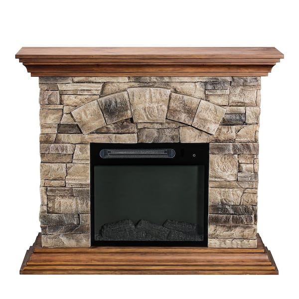 Festivo 40 In Freestanding Electric Fireplace Light Tan Ffp20183 The Home Depot Freestanding Electric Fireplace, Freestanding Fireplace Surround