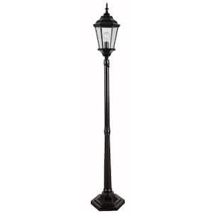 Villa 1-Light Bronze Steel Portable Outdoor Weather Resistant Post Light Set with No Bulb Included