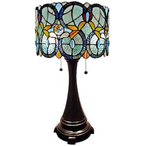 21 in. Multi-Colored Tiffany Style Floral Table Lamp