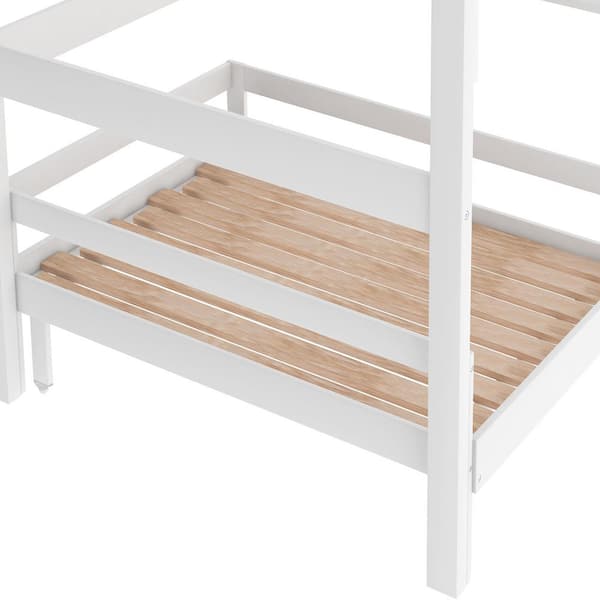 Eer White Twin Convertible Loft Bed, Bunk Bed With Convertible Table