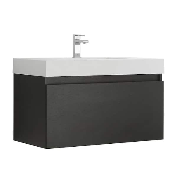 Fresca Mezzo 36 In Modern Wall Hung, 36 Inch Black Bathroom Vanity Dimensions