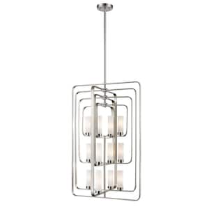Aideen 12-Light Brushed Nickel Shaded Pendant with Matte Opal Glass Shade with No Bulb Included