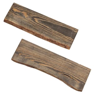 24 in. x 8 in. x 1 in. Boulder Black Solid Pine Live Edge Wall Shelf (Set of 2)
