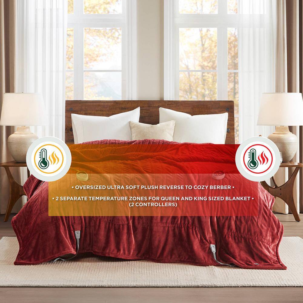King Garnet Reversible Knitted Electric Blanket with Auto Shutoff