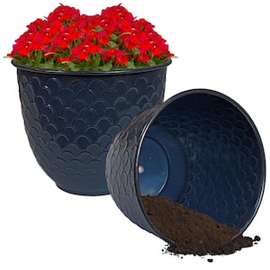 Dinah Metal Outdoor Planter - Navy Molten Glaze - (Set of 2)