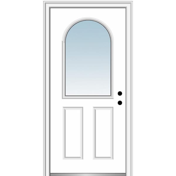 MMI DOOR 32 in. x 80 in. Classic Left-Hand Inswing 1/2-Lite Clear Glass Primed Steel Prehung Front Door on 4-9/16 in. Frame