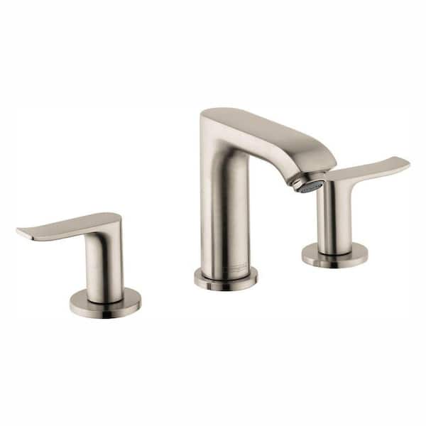 Hansgrohe Metris 8 in. Widespread Double Handle Bathroom Faucet in Brushed Nickel