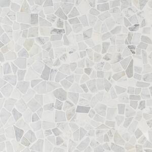 Countryside Tumbled Carrara 11.81 in. x 11.81 in. Natural Marble Floor and Wall Mosaic Tile (0.96 sq. ft./Each)