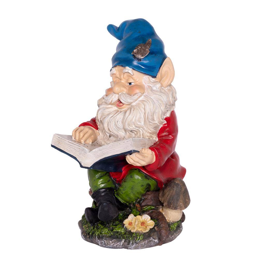 Colorful Resin Garden Gnome Reading Book Statue