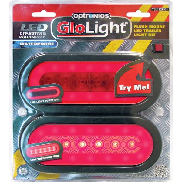 optronics GloLight Red Oval Grommet Mount LED Trailer Light Kit
