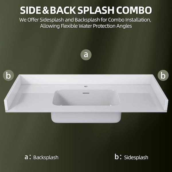 Getpro 42 in. W x 3.5 in. H Solid Surface Vanity Backsplash in