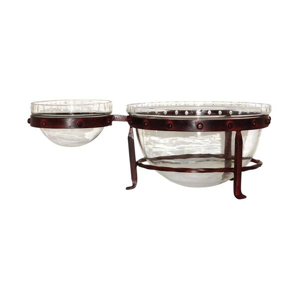 Titan Lighting Mission 6 in. x 16 in. x 11 in. Decorative Chip and Dip Server in Montana Rustic and Clear