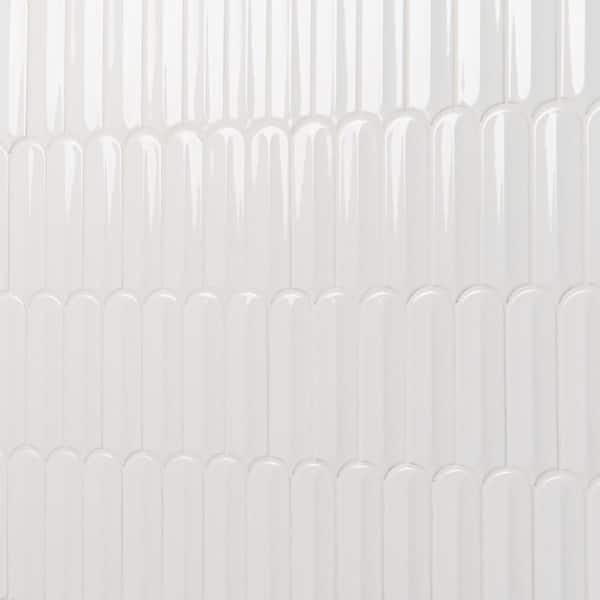 Ivy Hill Tile Medley Feather Cloud White 11.41 in. x 12.87 in. Glossy Ceramic Mosaic Wall Tile (1.01 sq. ft./Each) EXT3RD110304