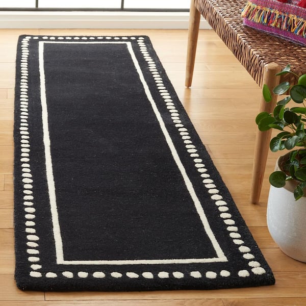 Bella Black/Ivory 2 ft. x 7 ft. Border Runner Rug
