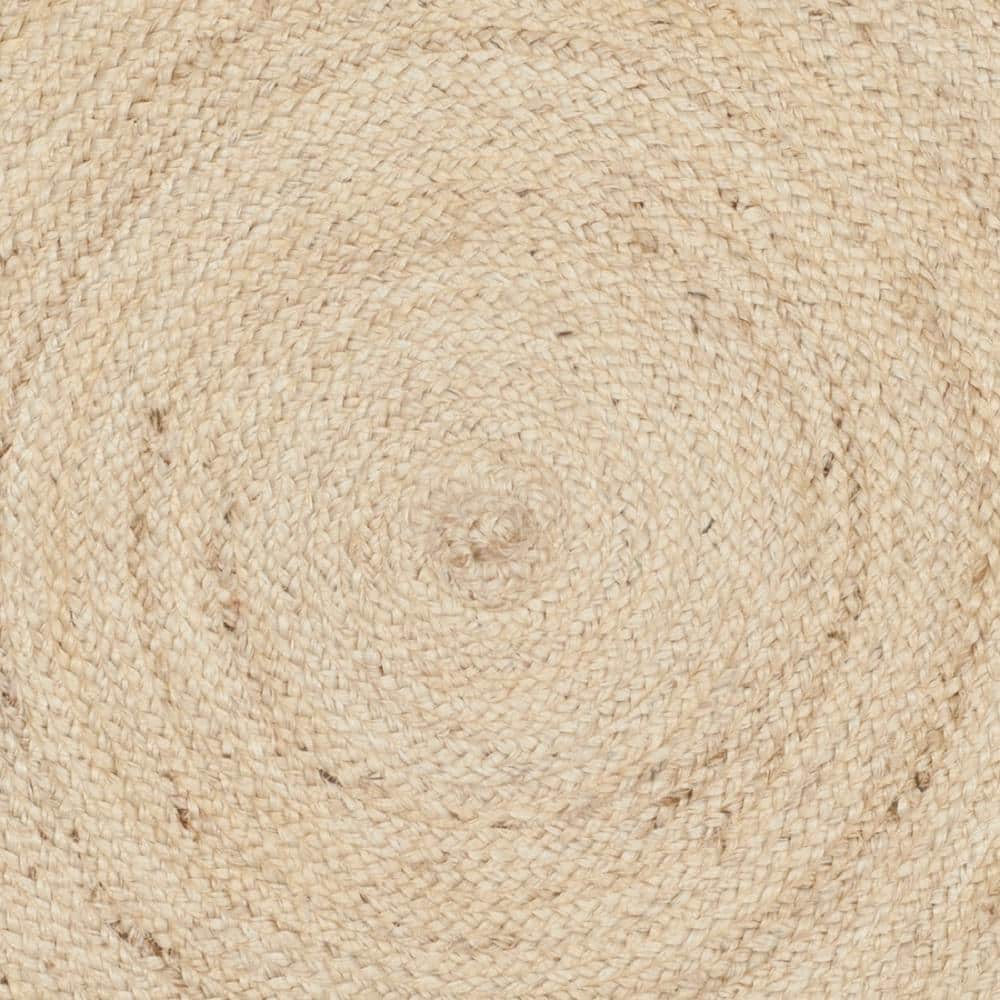 Coastal Charm Ivory & Steel Grey Handmade Round Wool Rug, 3' Diameter