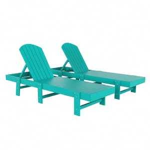 Altura 2-Piece Turquoise Classic Adjustable Weather Resistant Adirondack Poly Reclining Chaise Lounge Chair Set