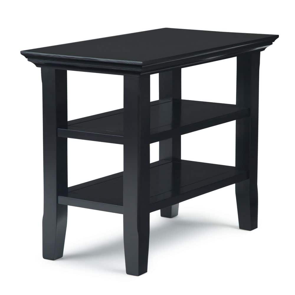 Acadian Solid Wood 14" Black Rectangular Narrow Side Table