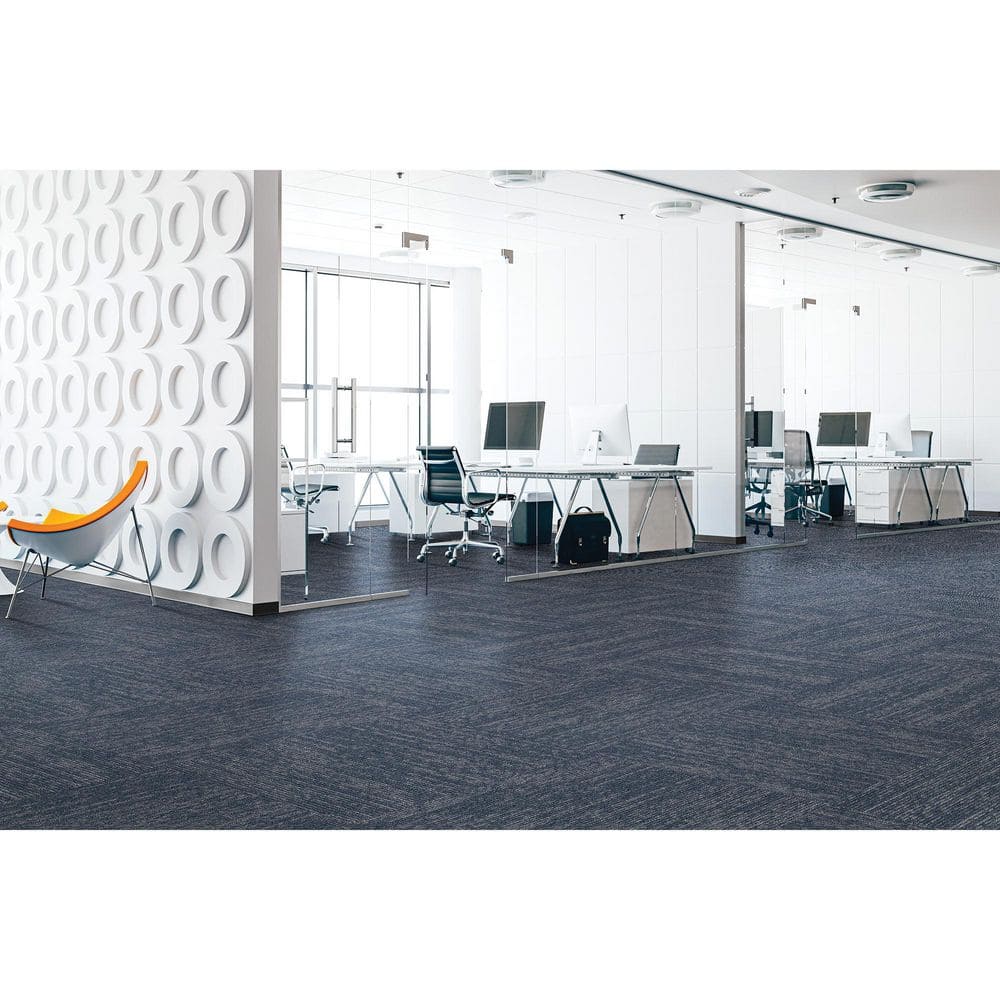 Elite 24" x 24" Navy Blue Textured Nylon Carpet Tile