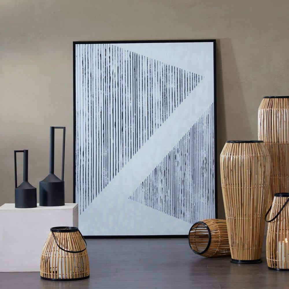 Large Black and White Geometric Abstract Canvas Painting
