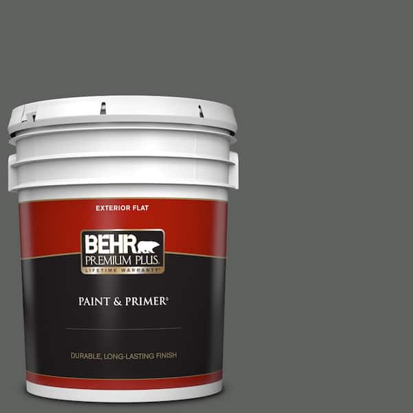 BEHR PREMIUM PLUS 5 gal. #N460-6 Hematite Flat Exterior Paint & Primer