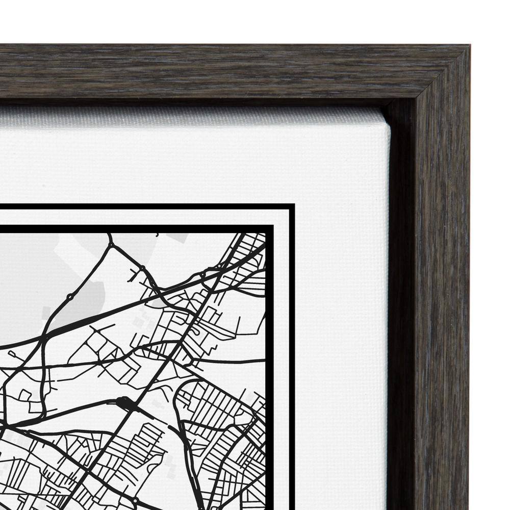 Paris Modern Map Black and White Framed Canvas Art