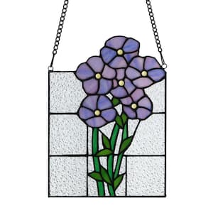 Forget Me Not Flowers Stained Glass Window Panel