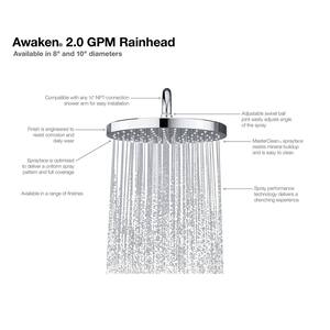 Awaken Rainhead 1-Spray 9.9 in. Single Ceiling Mount Fixed Rain Shower Head in Polished Chrome