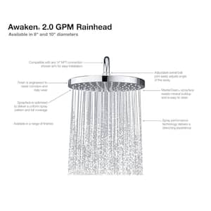 Awaken 1-Spray Patterns 10 in. Single Ceiling Mount Rain Fixed Shower Head in Vibrant Brushed Nickel