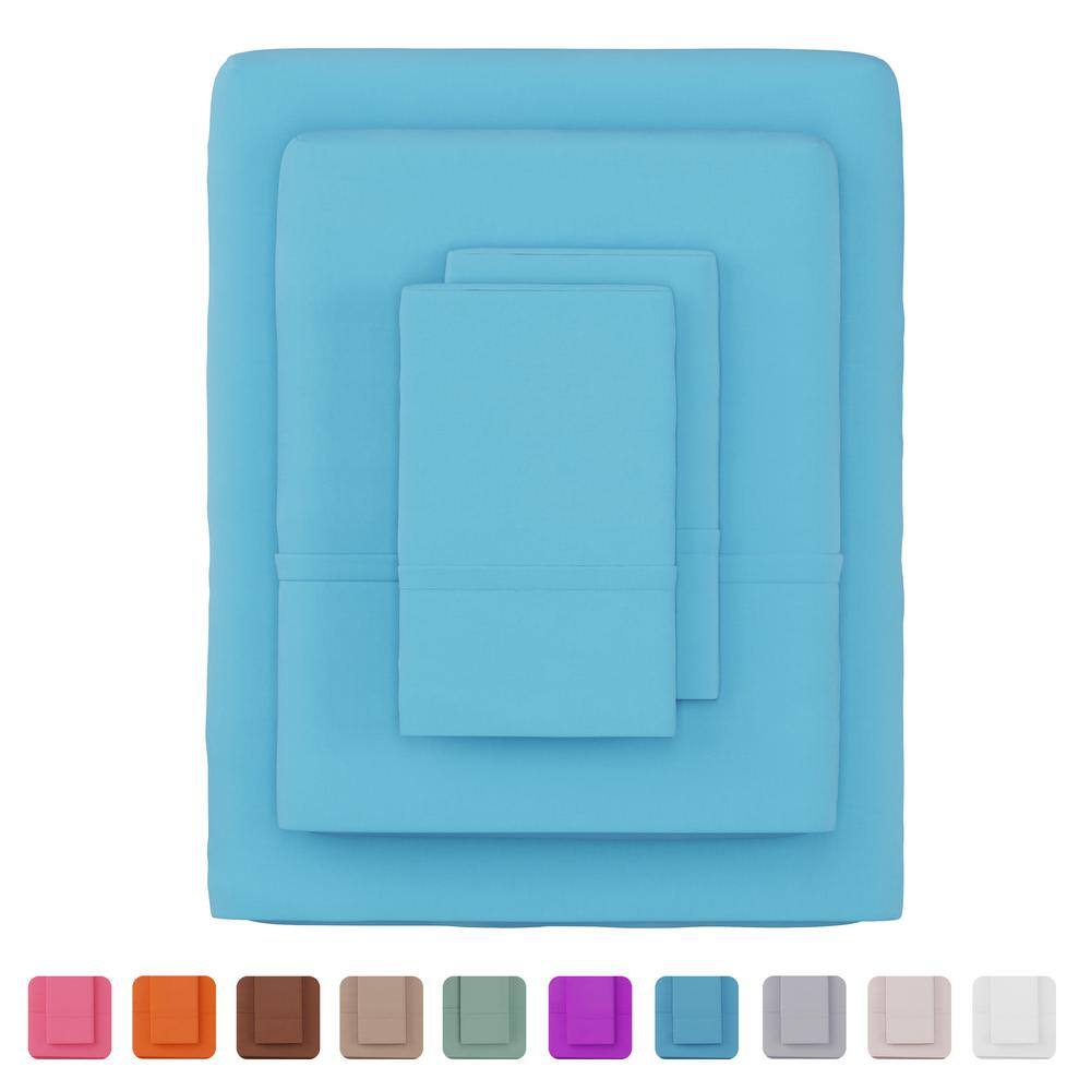 Light Blue Full Microfiber and Cotton Sheet Set