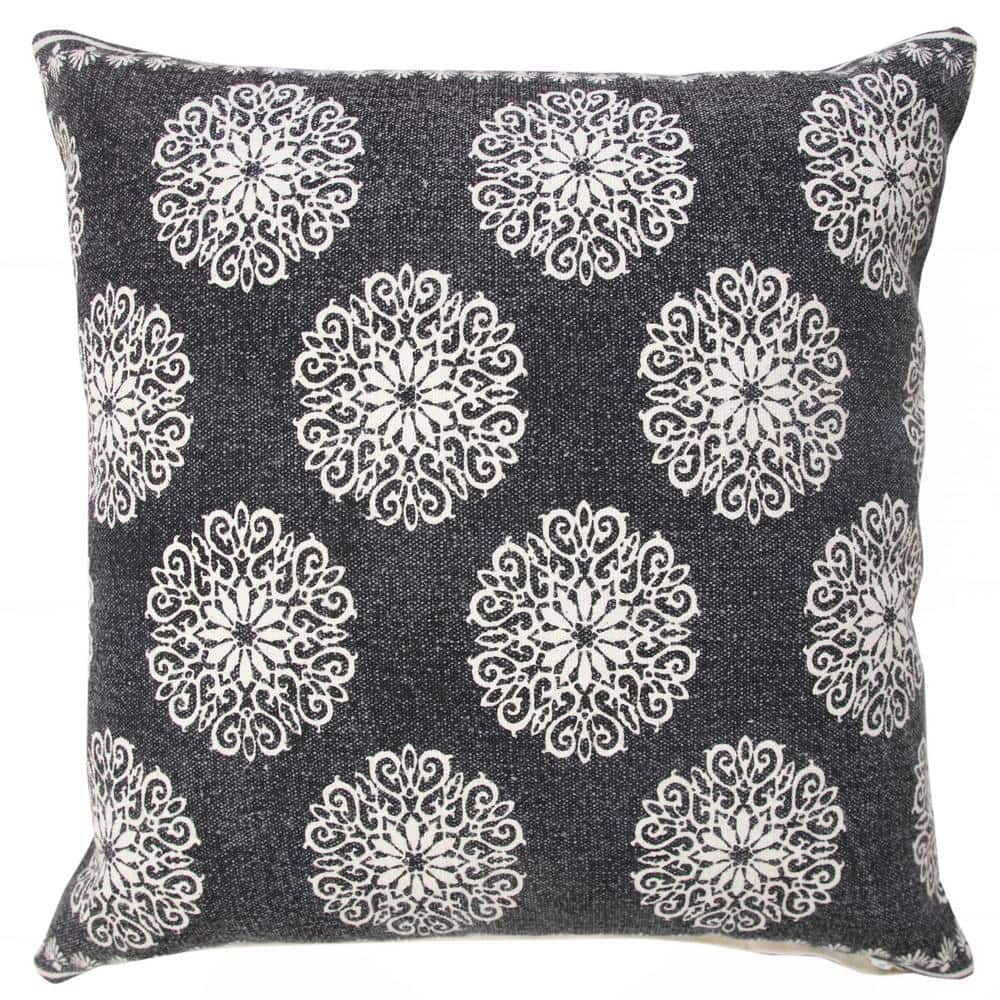 Traditional Black/White 20 in. x 20 in. Fairytale Motif Bordered Indoor Thr