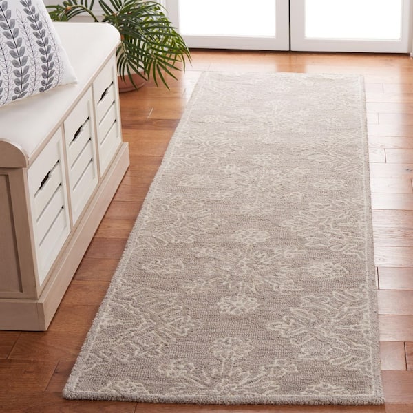 Blossom 2 ft. x 8 ft. Light Beige Floral Diamond Geometric Runner Rug
